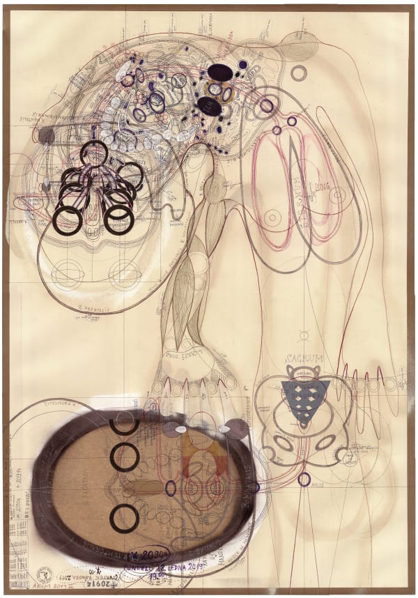 Untitled, 2017 India ink, acrylic, and collage on paper 39 3/8 x 27 1/2 in. (100 x 70 cm) (LPln 4)