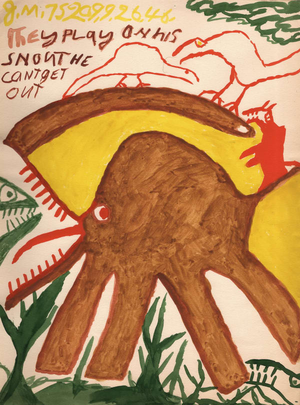 They play on his snout, 1946 Ink and tempera on paper 9 x 12 in. (22.9 x 30.5 cm) (JMS 44)