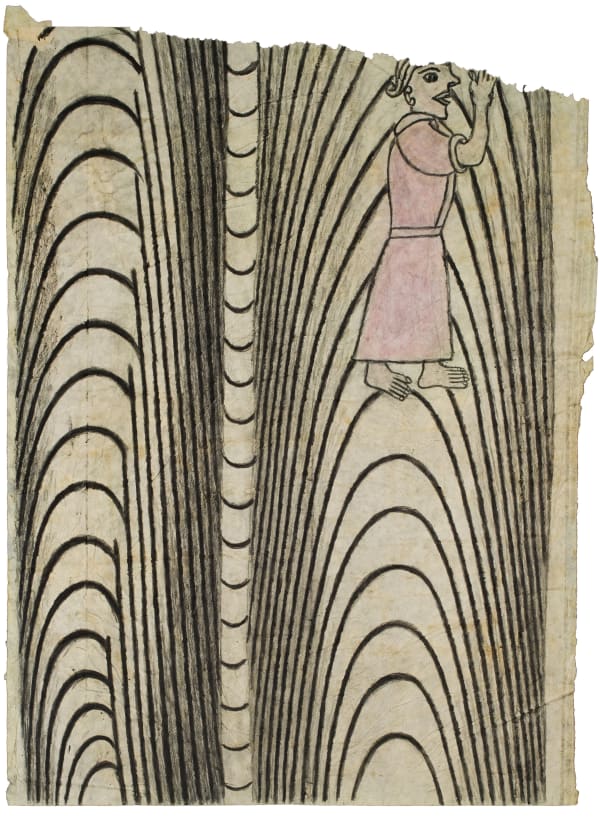 Untitled (Black and White Pattern with Woman in Pink Dress), ca. 1950-55 Graphite and tempera on paper 24 x 17.5 in. (61.0 x 44.5 cm) (NU 12x.334)