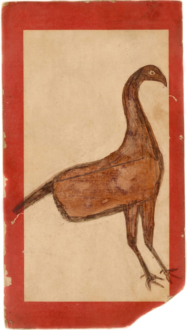 Untitled (Turkey Within Red Border), ca. 1939-42 Poster paint and graphite on found cardboard 10 7/8 x 6 1/8 in. (27.6 x 15.6 cm) (BT 65)