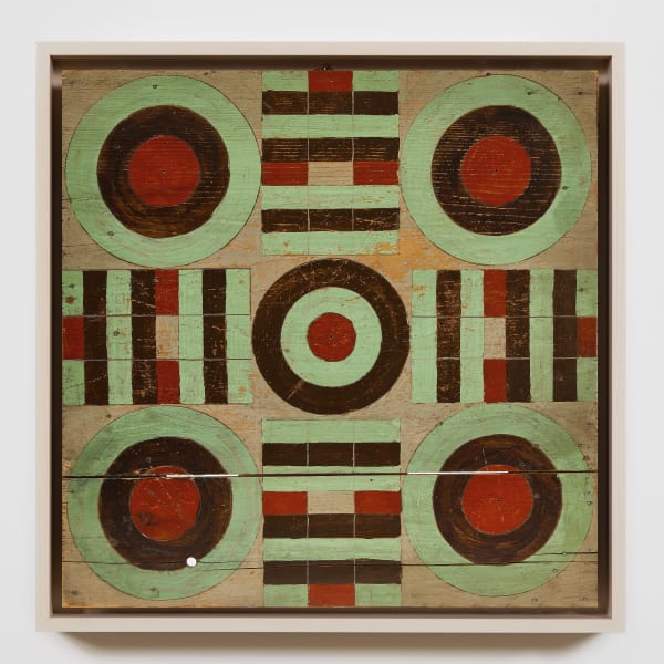 Parcheesi Game Board, ca. 1910 Polychrome on wood panel 20 x 20 in. (50.8 x 50.8 cm) (AU 343)