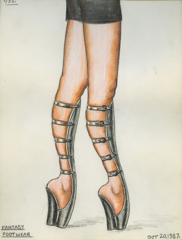 Fantasy Footwear, 1987 Graphite and colored pencil on paper 12 x 9 in. (30.5 x 22.9 cm) (ArU 467)