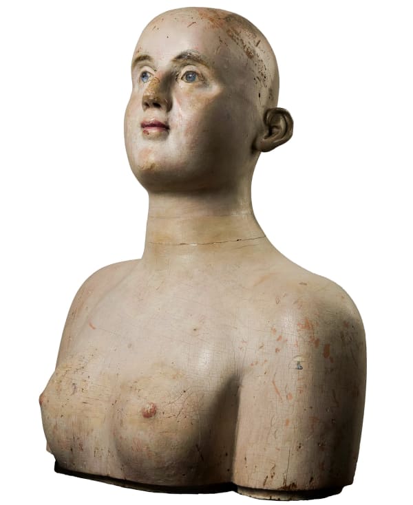 Untitled, ca. 1850 Carved and painted wood 20 x 17 x 10 in. (50.8 x 43.2 x 25.4 cm) An identical bust was used by Salvador Dalí in "Retrospective Bust of a Woman" (1933) • In MoMA's permanent collection. (ArU 469)