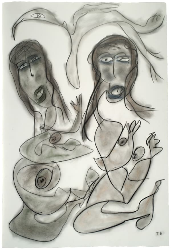 Thornton Dial Untitled (Seated Female Nudes with Bird), 1997 Charcoal and pastel on paper 44 1/2 x 29 3/4 in. (113 x 75.6 cm) (TD 12)
