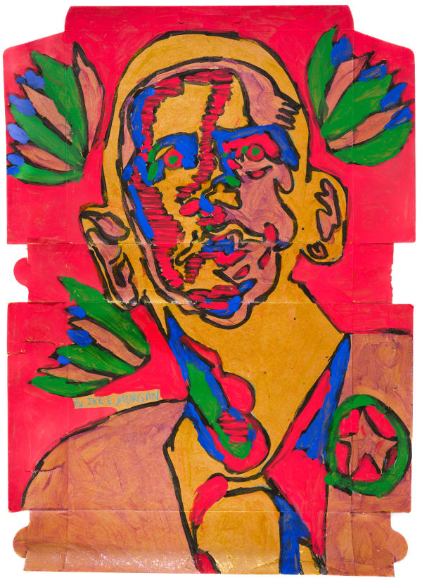 Barack Obama, 2017 Acrylic on cardboard donut box 40 x 28 in. (101.6 x 71.1 cm) (IEM 11) SOLD