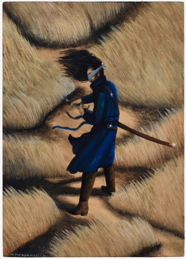 Blind Sword Fighter 7 x 5 x 2 in. (17.8 x 12.7 x 5.1 cm) (Hyd 32) SOLD