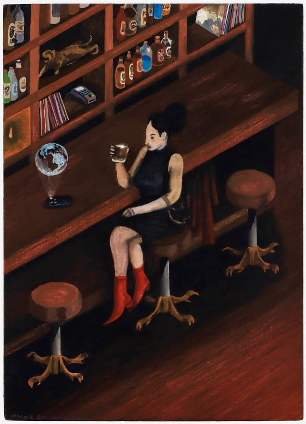 Alone at the Bar 7 x 5 x 2 in. (17.8 x 12.7 x 5.1 cm) (Hyd 30) SOLD