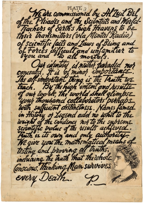 “The Whole Conscious, Thinking Man Survives Every Death”, ca. 1919 - 1925 Ink and Conté crayon on paper 14 x 10 in. (35.6 x 25.4 cm.) (GWa 31)