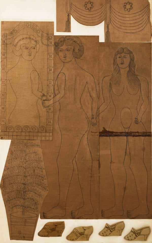 Study for "Inseparable Friends", 1941 Graphite on paper, mounted on canvas 63 1/2 x 40 in. (161.3 x 101.6 cm) (MHF 12) NFS