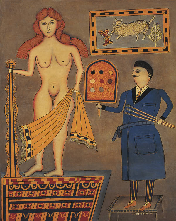 "The Artist and His Model," 1945 Oil on canvas 41 1/2 x 33 in. (105.4 x 83.8 cm) Collection of The American Folk Art Museum
