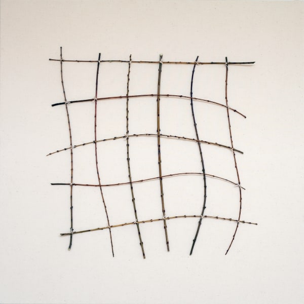 Bastienne Schmidt Wavering Grid, 2021 Cotton duck fabric with Nijiki sticks and thread. 24 x 24 in. (BS 302)