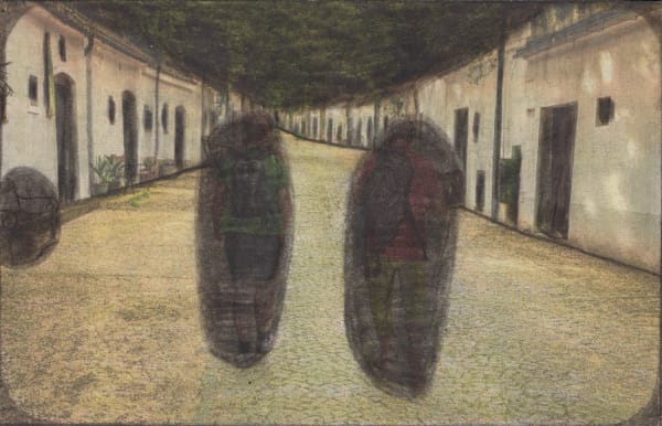 Untitled , 2020 Graphite and colored pencils on newsprint clip mounted on paper 3 1/8 x 4 3/4 in. (7.7 x 11.9 cm.) (LpS 377)