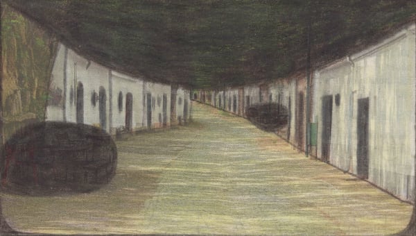 Untitled , 2020 Graphite and colored pencils on newsprint clip mounted on paper 2 5/8 x 4 3/4 in. (6.8 x 11.9 cm.) (LpS 378) SOLD