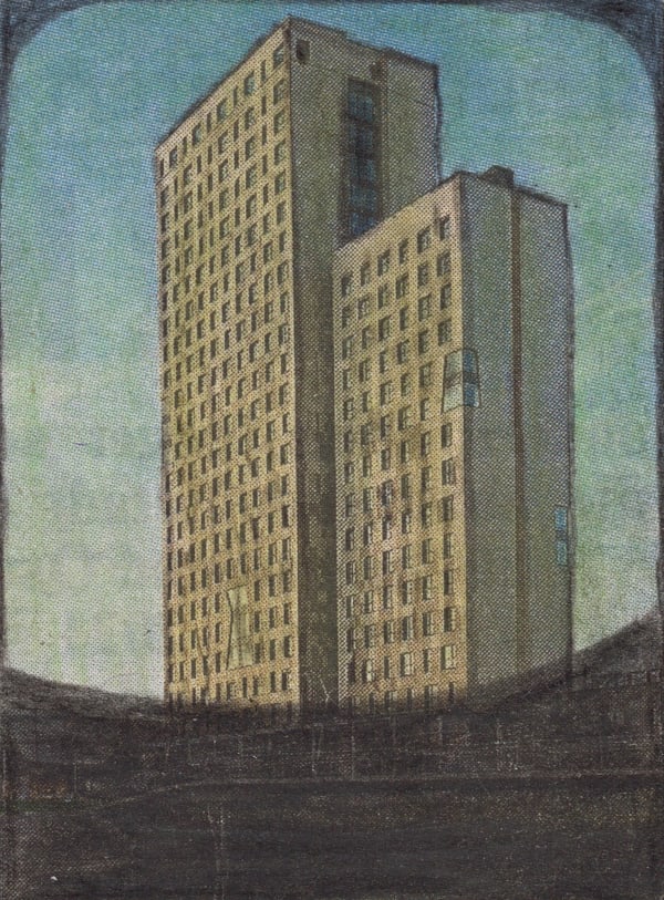 Untitled , 2020 Graphite and colored pencils on newsprint clip mounted on paper 2 1/4 x 1 3/4 in. (5.8 x 4.3 cm.) (LpS 381) SOLD