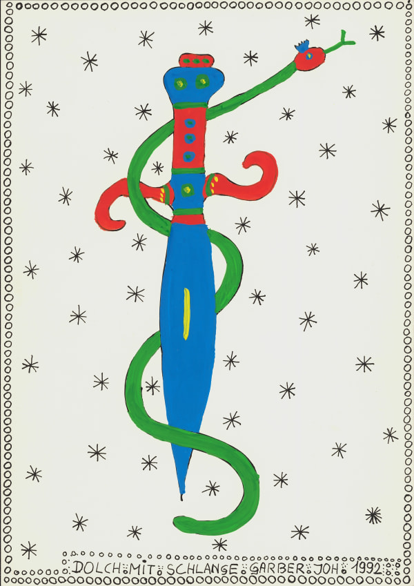 Dagger with Snake, 1992 Gouache and India ink on paper 11 3/4 x 8 1/4 in. (29.7 x 21 cm.) (JGG 13) SOLD