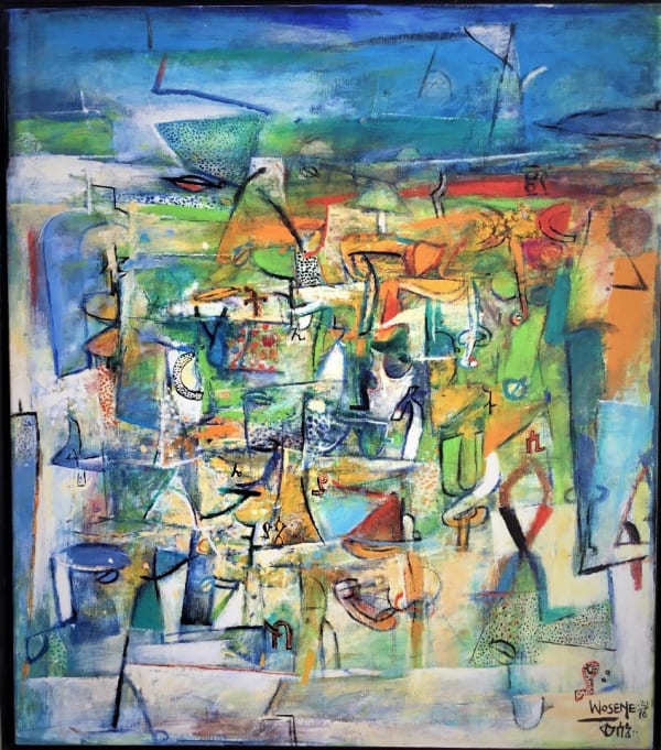 Wosene Worke Kosrof The Good Earth II, 2016 Acrylic on linen 24X21 inches Signed and dated 2016