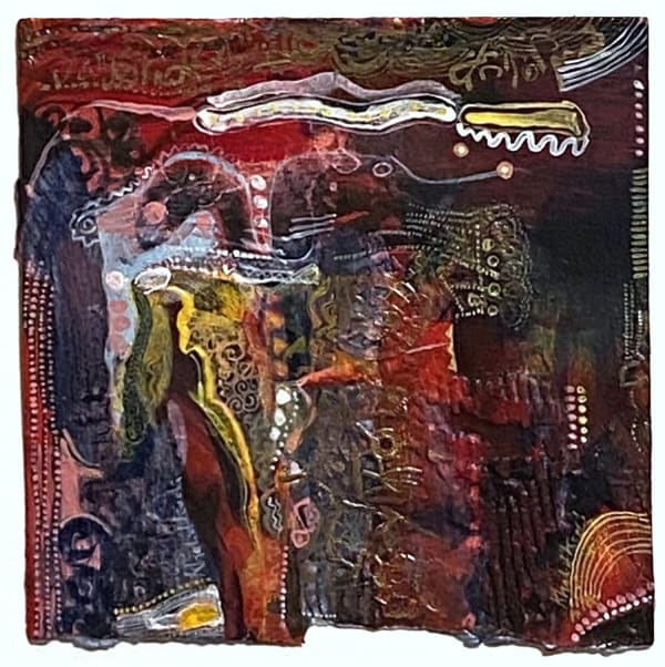 Khalid Kodi Excessive Narrative IX, 2024 Mixed media on paper 6.5x6.5 inches Signed and dated