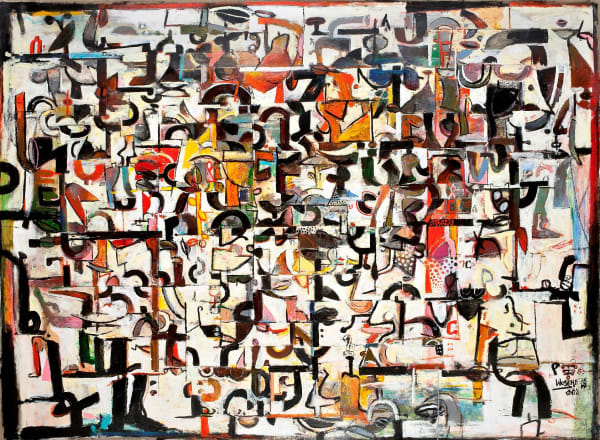 Wosene Worke Kosrof Learning to Write X, 2017 Acrylic on linen 58X78 inches Signed and dated 2017