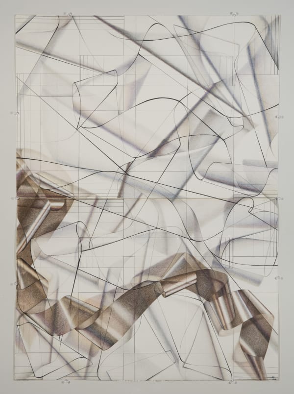 Lula Mae Blocton Bronze Twist I and II , 1987 colored pencil on rag paper 2- drawings, 44x30 inches Signed and dated 1987