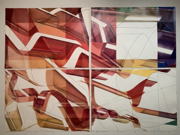 Lula Mae Blocton SWPO-Shadows, Windows, Purple, Open , 1990 colored pencil on rag paper 4 drawings 30x40 inches each Signed and dated 1990