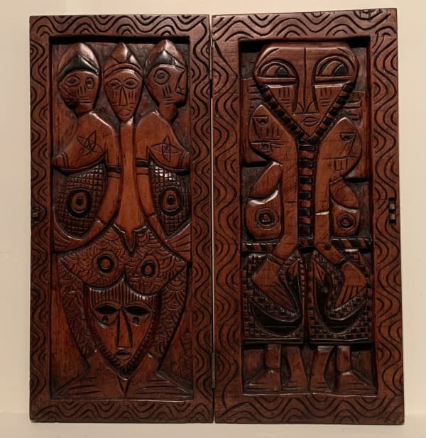 Saheed Pratt Akpon Ifa , 1987 wood 22x30x1.5 inches Signed