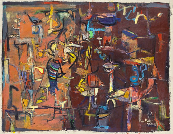 Wosene Worke Kosrof For Love of Words III, 2016 Acrylic on canvas 32x42 inches Signed and dated 2016