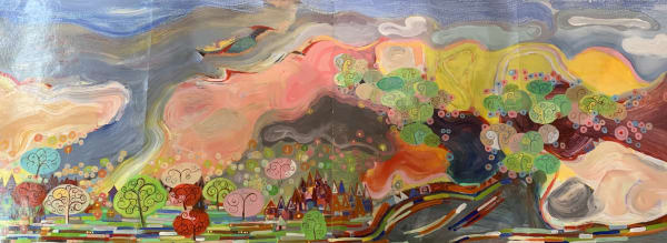 Khalid Kodi A Fifth Melody Fall V, 2023 Mixed media on paper 30X88 inches Signed and dated