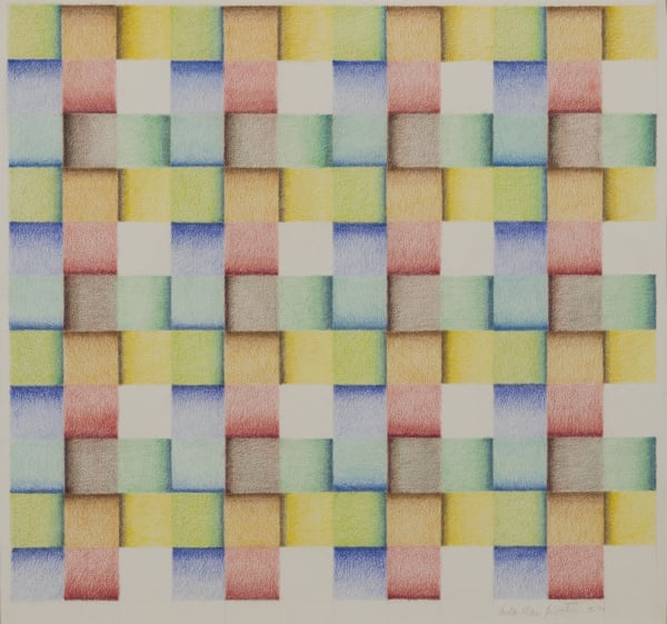 Lula Mae Blocton Squares 1, 1974 colored pencil on rag paper 11x12 inches Signed and dated 1974