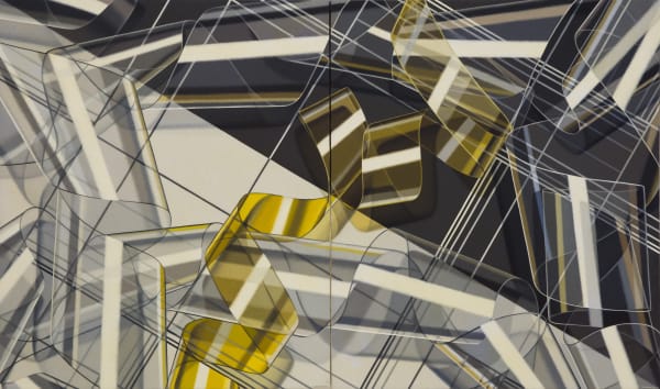 Lula Mae Blocton Black, White and Yellow, 1991 oil on canvas diptych, 38x64 inches
