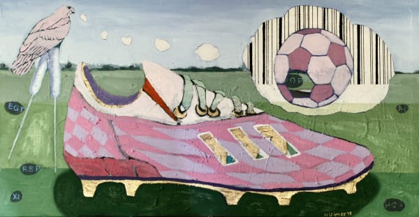 George Afedzi Hughes Dream , 2019 Acrylic and oils on canvas 20x38 inches Signed and dated 2019