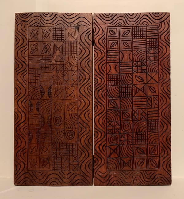 Saheed Pratt Akpon Ifa - front , 1987 wood 22x30 inches Signed