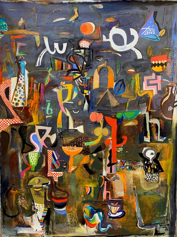 Wosene Worke Kosrof My Favorite Things, 2019 Acrylic on linen 48x36 inches- Signed and dated 2019