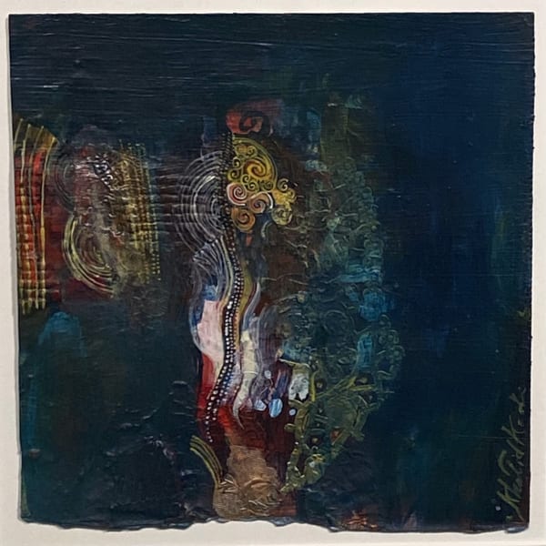 Khalid Kodi Excessive Narrative IV, 2024 Mixed media on paper 6.5x6.5 inches Signed and dated