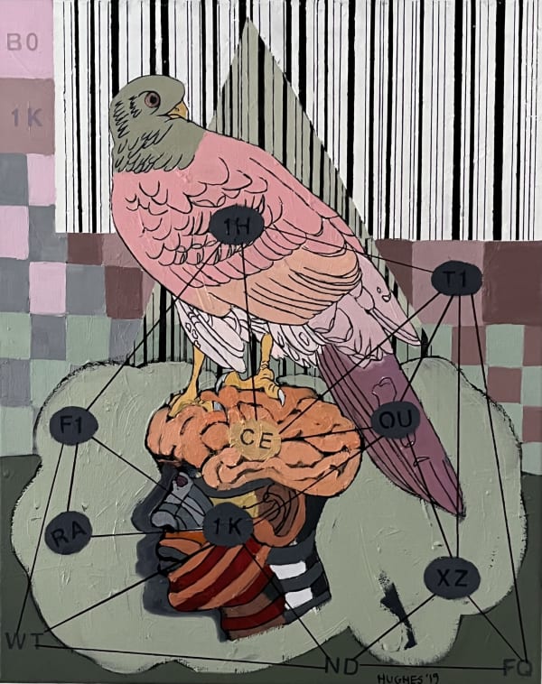 George Afedzi Hughes Bird on Head, 2019 Acrylic and oil on canvas 20x16 inches Signed and dated 2019