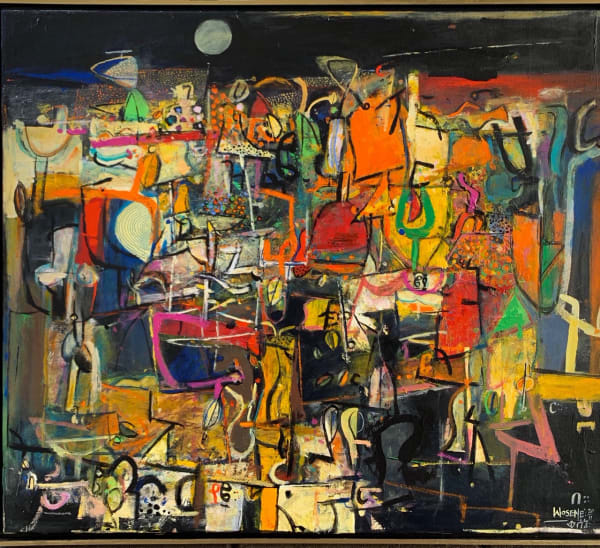 Wosene Worke Kosrof Learning to Paint, 2011 Acrylic on canvas 25x29 inches Signed and dated 2011