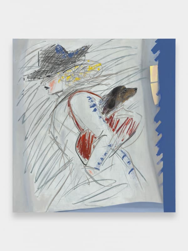 The Lady with the Dog, 2024 oil on canvas 168 x 157.5 cm. 66 x 62 in.