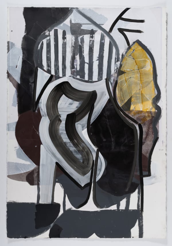 Torsos with Shield, 2023 signed, dated, titled acrylic, silkscreen on paper 151.1 x 106 cm. 59 1/2 x 41 3/4 in.