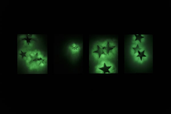 Koo Jeong A Seven Stars, 2019 Phosphorescent pigment paintings on canvas 101 x 75 x 1.8 cm each Unique work