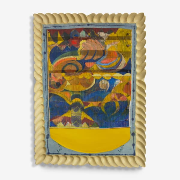 Beck Lowry (American, b. 1980) First storm, 2024 Painted Weaving on Artist-Made Wooden Armature (Plywood, Crochet Thread, Oil Paint, Fabric) 28 1/2" x 20 3/4" x 2" (72.5 x 52.5 x 5 cm) (BLR.24790)