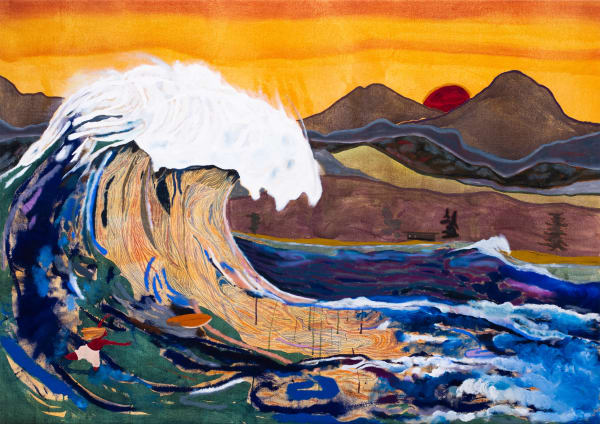 Pierre Knop (French-German, b. 1982) Emancipation of the Surfboard, 2022 Mixed Media on Canvas 47 1/4" x 66 15/16" (120 x 170 cm) Download Image