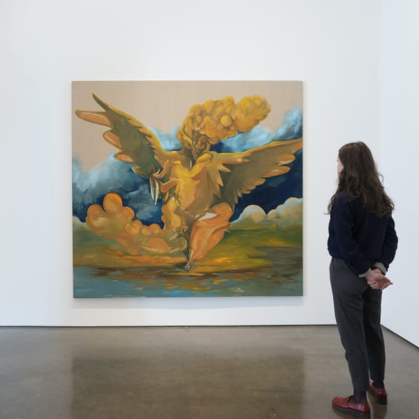 Installation View | Asif Hoque: Before Sunrise  Featured Artwork: Asif Hoque Bangladeshi-American b. 1991  Rise and Shine, 2022  Oil on Linen  90” x 96” (228.5 x 244 cm)  (ATH.23069)