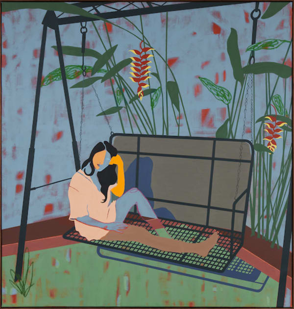 Anoushka Mirchandani (Indian, b. 1988)  Garden 1989, 2023  Oil and Oil Pastel on Canvas  85" x 81" (216 x 206 cm)