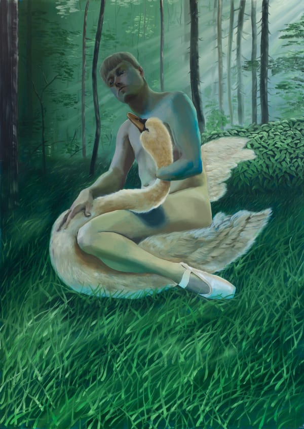 Linus Borgo (American, b. 1995)  Le Cygne, 2023  Oil on Canvas  48" x 34" (122 x 86.5 cm)  Unique (LNB.24099)