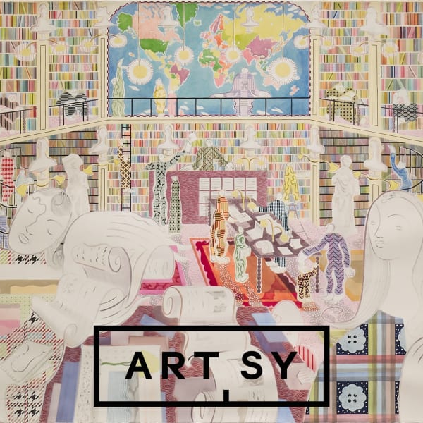 Alexa Guariglia (American, b. 1990)  Paper Palace, 2025  Gouache, Watercolor, and Ink on Paper 60 1/4" x 88 3/4" (153 x 225.5 cm)  Framed: 64 5/8" x 93 1/4" (164 x 237 cm)  Unique  (AaGr.25095)