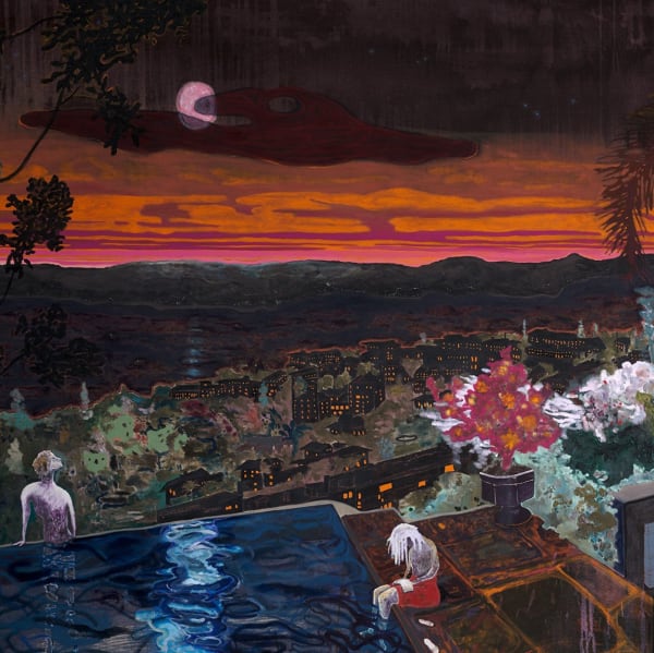 Pierre Knop (French-German, b. 1982) Family Night, 2024 [Detail] Mixed media on canvas 67" x 98.5" (170 x 250 cm)