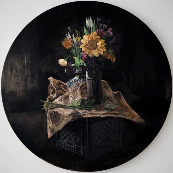 Natia Lemay (Canadian, b. 1985) Validation and Sedatives, 2024 Oil on Canvas Diameter: 36" (91.5 cm) (NTL.24823)
