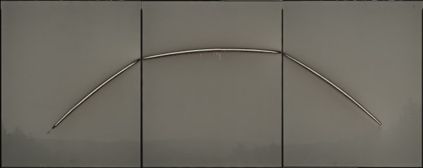 Chris McCaw (American, b. 1971) Sunburned GSP#737 (Santa Cruz Mountains), 2009 Three Unique Gelatin Silver Paper Negatives Dimensions, each element: 24 x 20" (61 x 50.8 cm) Framed: 27 9/16" x 64" (70 x 162.5 cm) (CM737)