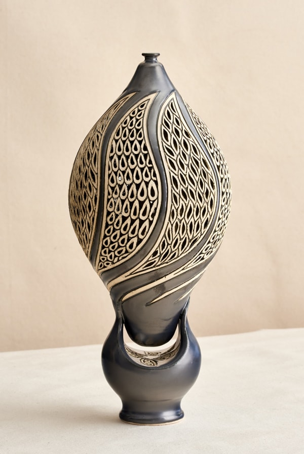 Ibrahim Said (Egyptian, b. 1976) Floating Vase 15, 2021 White Earthenware 14 3/4" x 6 3/8" x 6 3/8" (37.5 x 16 x 16 cm) (ISa.22746)