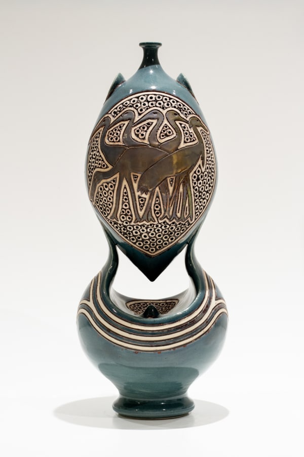 Ibrahim Said (Egyptian, b. 1976) Floating Vase 29, 2022-2023 White Earthenware 18 1/2" x 7 5/8" x 7 5/8" (47 x 19.5 x 19.5 cm) (ISa.23961)