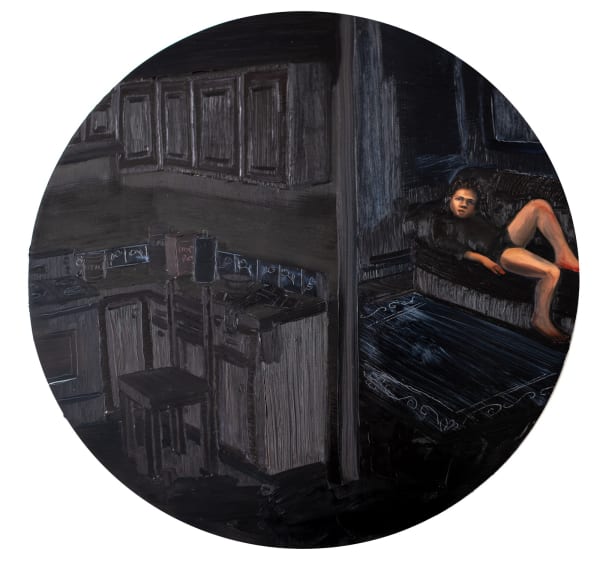 Natia Lemay (Canadian, b. 1985) Where To Start, 2024 Oil on Panel Diameter: 18" (45.5 cm) Unique (NTL.24795)